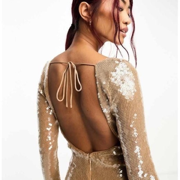 Bardot sequin maxi dress in cream - Picture 2 of 10